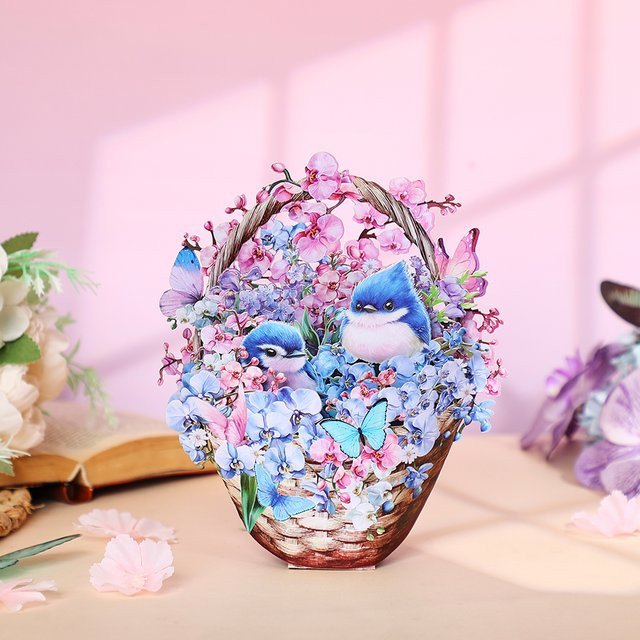 Opjoys 3D-Grußkarte Blue Mountain Orchid Bouquet in Mehrfarbig - Bild 1