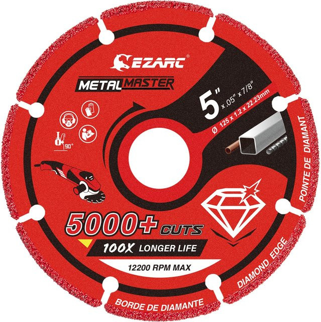 EZARC Trennscheibe für Metall und Edelstahl, rote Diamant-Trennscheibe, Durchmesser: 125 mm - Bild 1