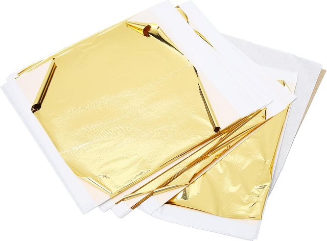 100 Stück Imitat Blattgold Zuschnitte von shoemst in Beige und Gold für Vergoldung, Handwerk, Nagelkunst und Malerei - Bild 1