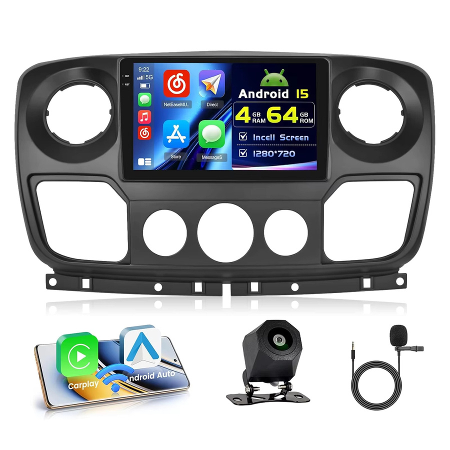 MOPECT Android Auto Radio mit Wireless CarPlay und GPS für Renault Master 3 III, Nissan NV400 und Opel Movano, 2DIN Multimedia Autoradio, Schwarz - Bild 5
