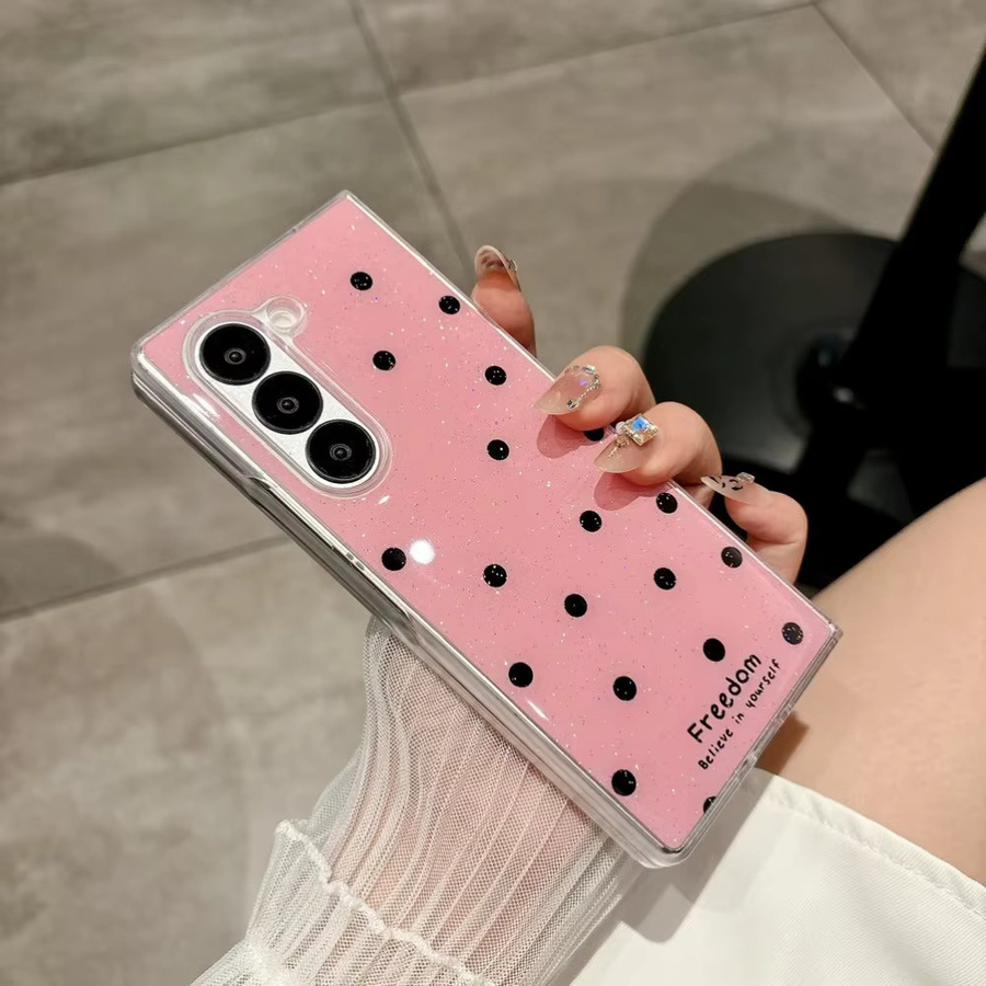 Glitzernde Polka Dot Handyhülle für Samsung Galaxy Z Fold 7 6 5 4 3 in Weiß, stoßfeste Slim Schutzhülle mit Shiny Bling Design - Bild 2