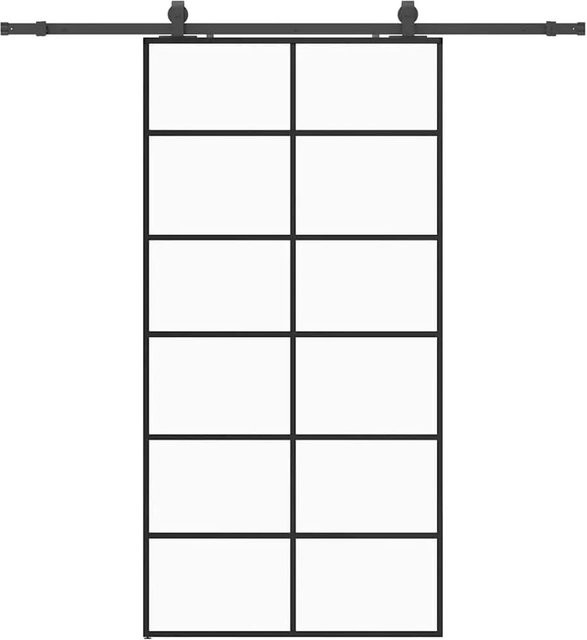 vidaXL Schiebetür aus ESG-Glas in Schwarz mit Beschlag, B/H: 102 x 205 cm - Bild 1