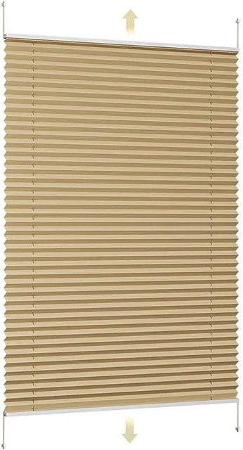 Sekey Plissee Faltrollo Klemmfix ohne Bohren, Farbe Creme, B: 90 cm, H: 130 cm - Bild 1