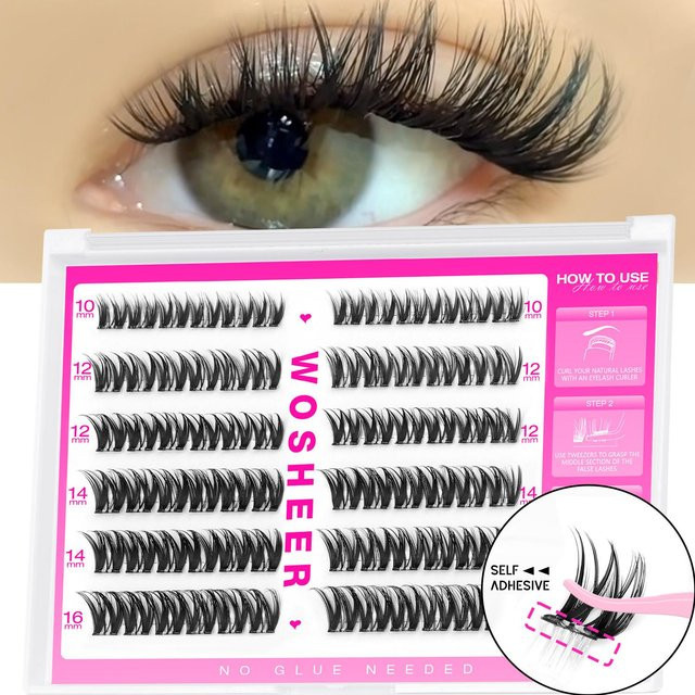 WOSHEER Wimpern-Cluster, Black, Unisex, Wispy - Bild 1