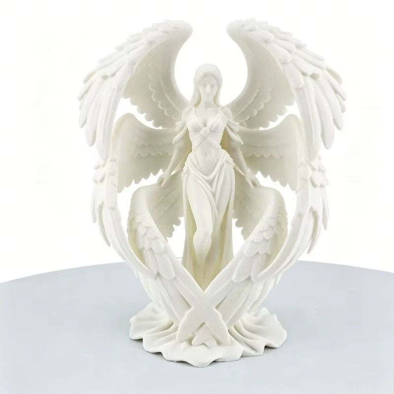 KASTIZA Engel-Statue in Weiß, 3D-gedruckte Sechsflügelige Figur aus PLA zum Selbstbemalen, Europäischer Stil als Schreibtisch-Ornament und Raumdekoration - Bild 5