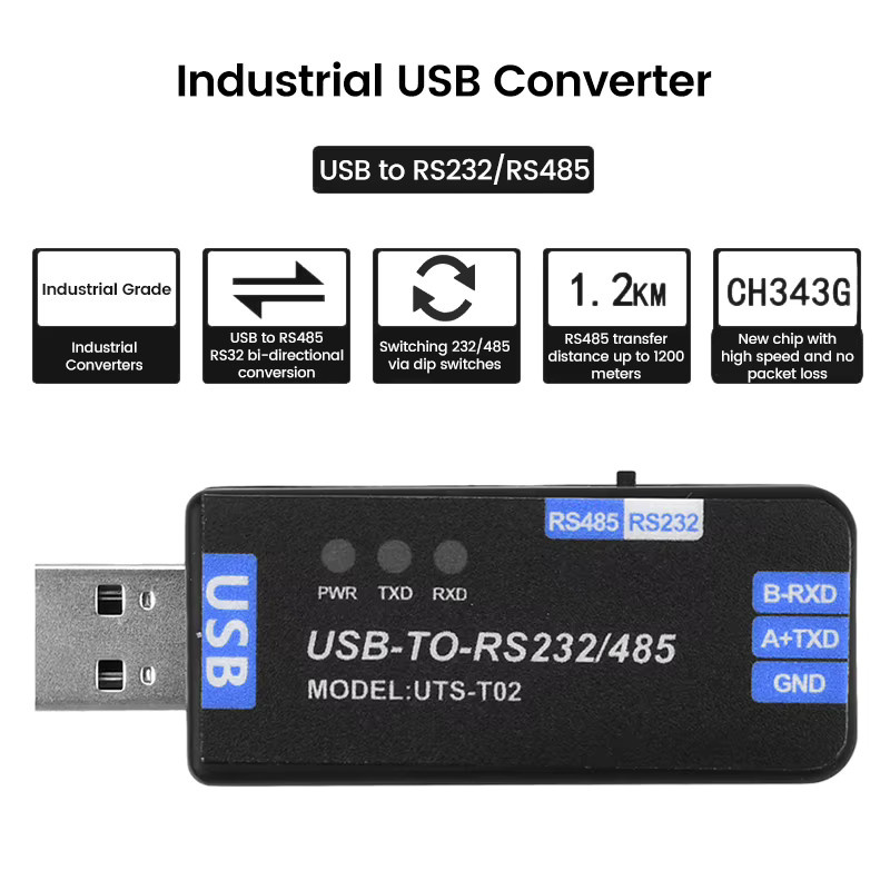 CH343G USB zu RS485/RS232 Kommunikationsmodul Bidirektionaler halbduplex serieller Leitungskonverter in Schwarz - Bild 3