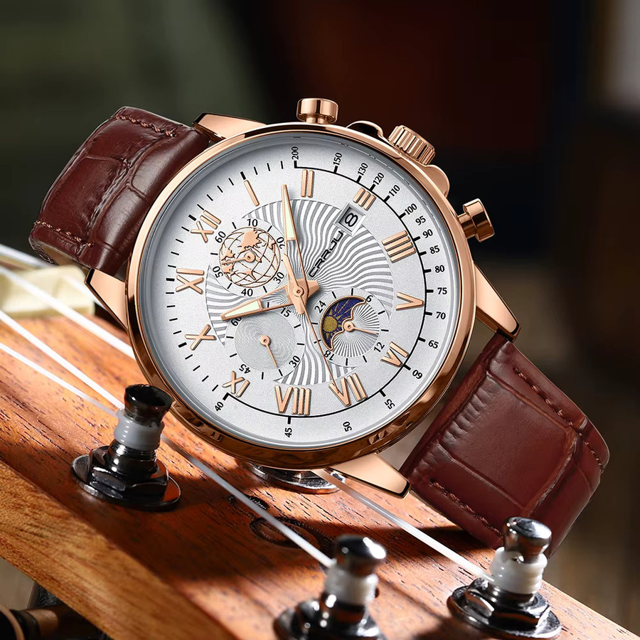 CRRJU Herrenuhr, Analoguhr, Quarz, Edelstahl, Gold, Herren - Bild 5