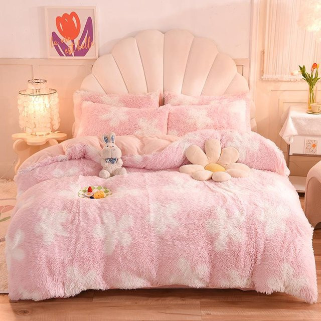 3-teiliges Bettwäsche-Set Bin Chi Textiles aus flauschigem Korallenfleece in Pink, bestehend aus Bettbezug und Kissenbezügen, B/H: 150 x 200 cm - Bild 1