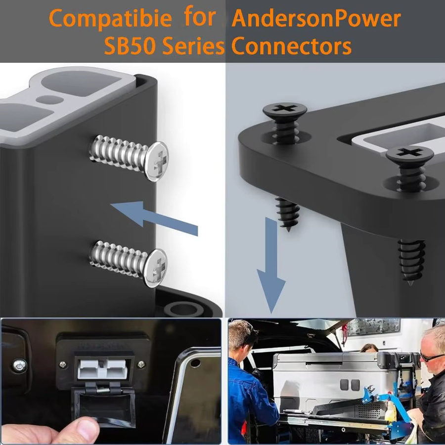 Anderson SB50-Serie Schnelltrenn-Unterputzhalterung für 50 A Batterieanschluss, feuerfest und wasserdicht, Schwarz - Bild 3