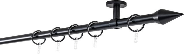 ONDECO Deckenträger Classic 1-läufiges Rohr mit Endstück Point in Schwarz, Länge: 300 cm, Durchmesser: 20 mm - Bild 1
