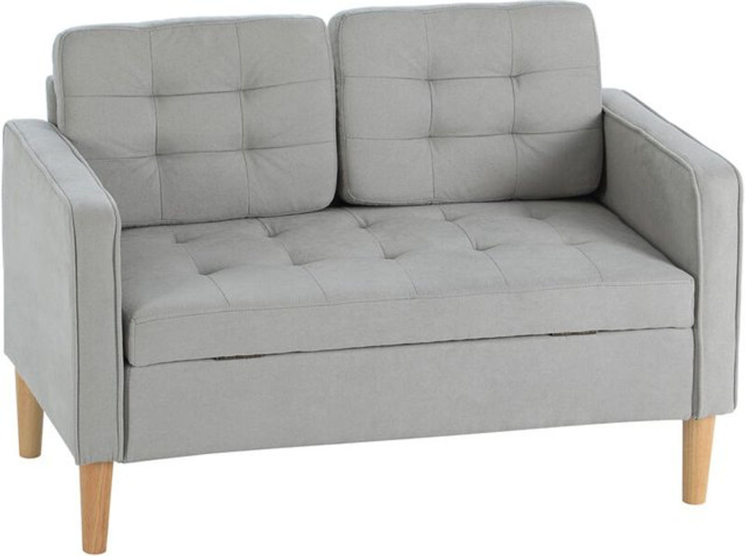 Homcom 2-Sitzer Sofa mit Stauraum und Samtoptik in Grau, B/T/H: 117 x 62 x 78 cm - Bild 1