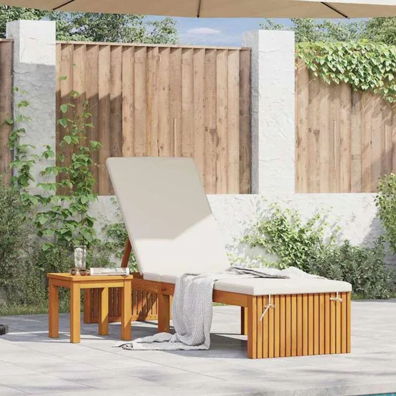 VIDAXL Gartenliege aus Akazie Massivholz mit Kissen Braun B/T/H: 200 x 55 x 94 cm - Bild 1