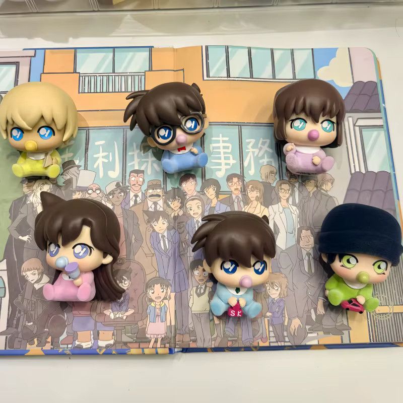 Bandai Detective Conan Baby Mengfufu Blind Box Figur Kudo Shinichi Multicolor Anime Sammlergeschenk mit handgemachtem Schlüsselanhänger - Bild 3