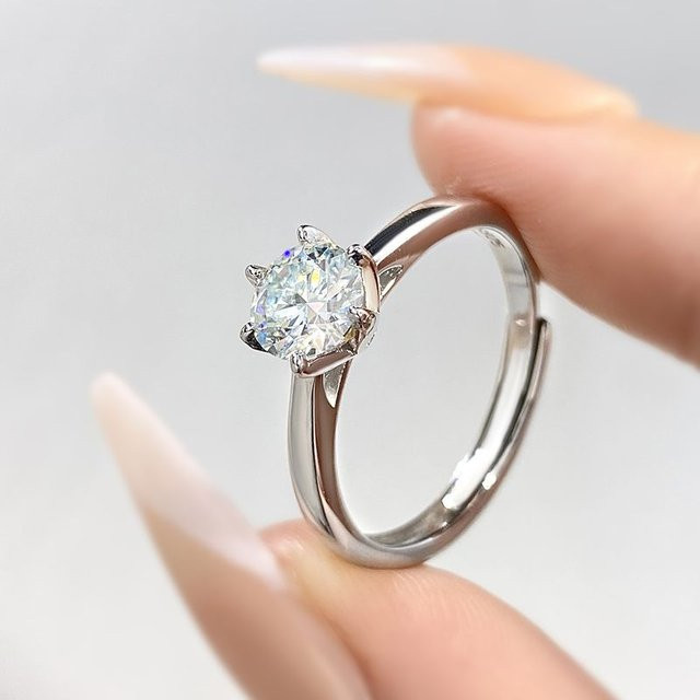 DWJ Moissanit-Diamantring, 925 Silber, Damen - Bild 1