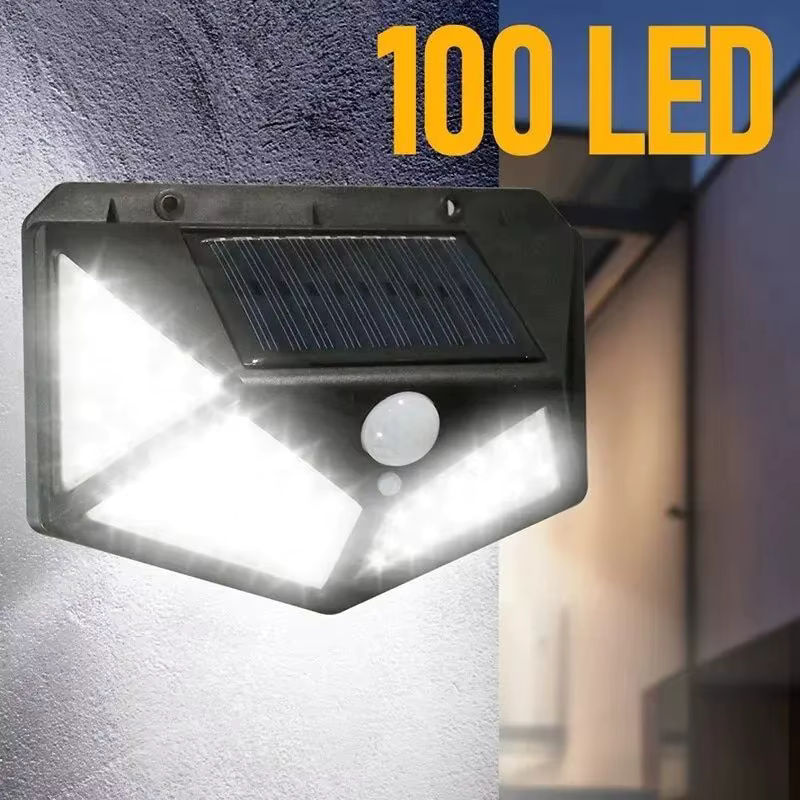 ESMARTER Solar-LED-Wandleuchten für den Außenbereich mit 100 LEDs und PIR-Bewegungsmelder in Schwarz - Bild 3