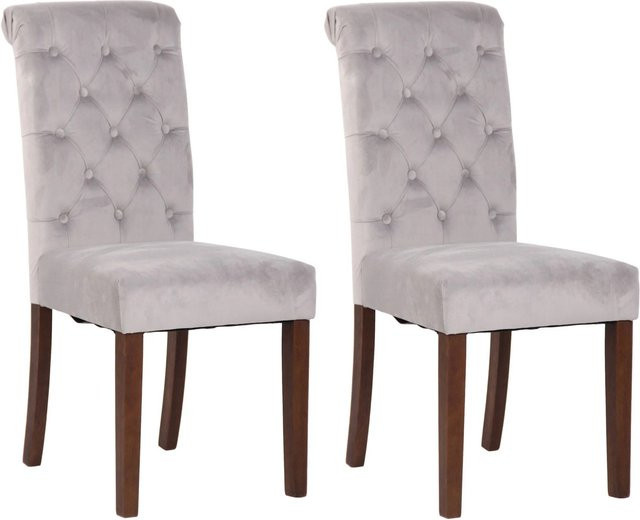 2er Set Esszimmerstühle WALES von DELUKE aus Samt in Grau mit Holzgestell, H x B x T: 98 x 45 x 63 cm - Bild 1
