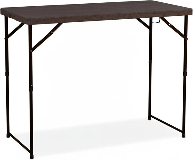 Relaxdays Gartentisch aus Kunststoff und Stahl in Braun, klappbar und höhenverstellbar, B/T: 120 x 60 cm - Bild 1