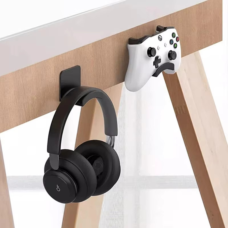 Universelle selbstklebende Kopfhörerhalterung für Wand, Schreibtisch oder PC in Schwarz - Bild 4