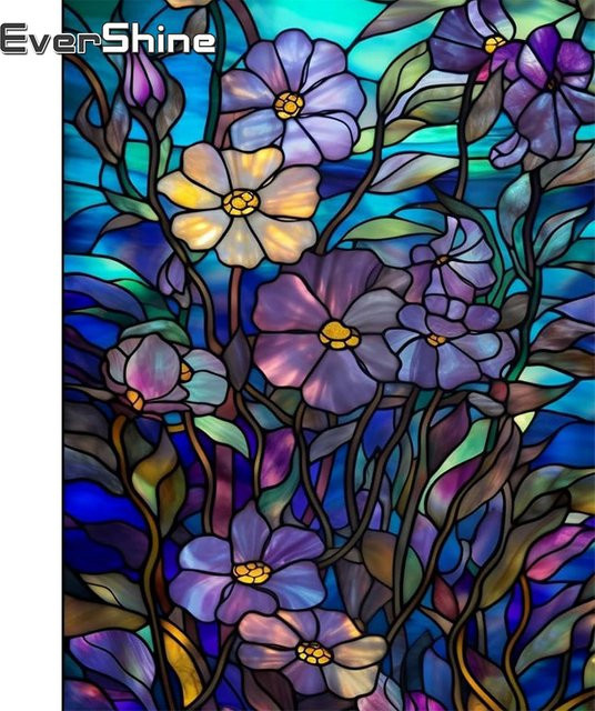 Evershine Diamantstickerei Set Blumenbild in Multicolour, quadratisches Mosaik-Malerei-Kit mit Glassteinen, B/B/H: 30,0 x 30,0 x 2,0 cm - Bild 1