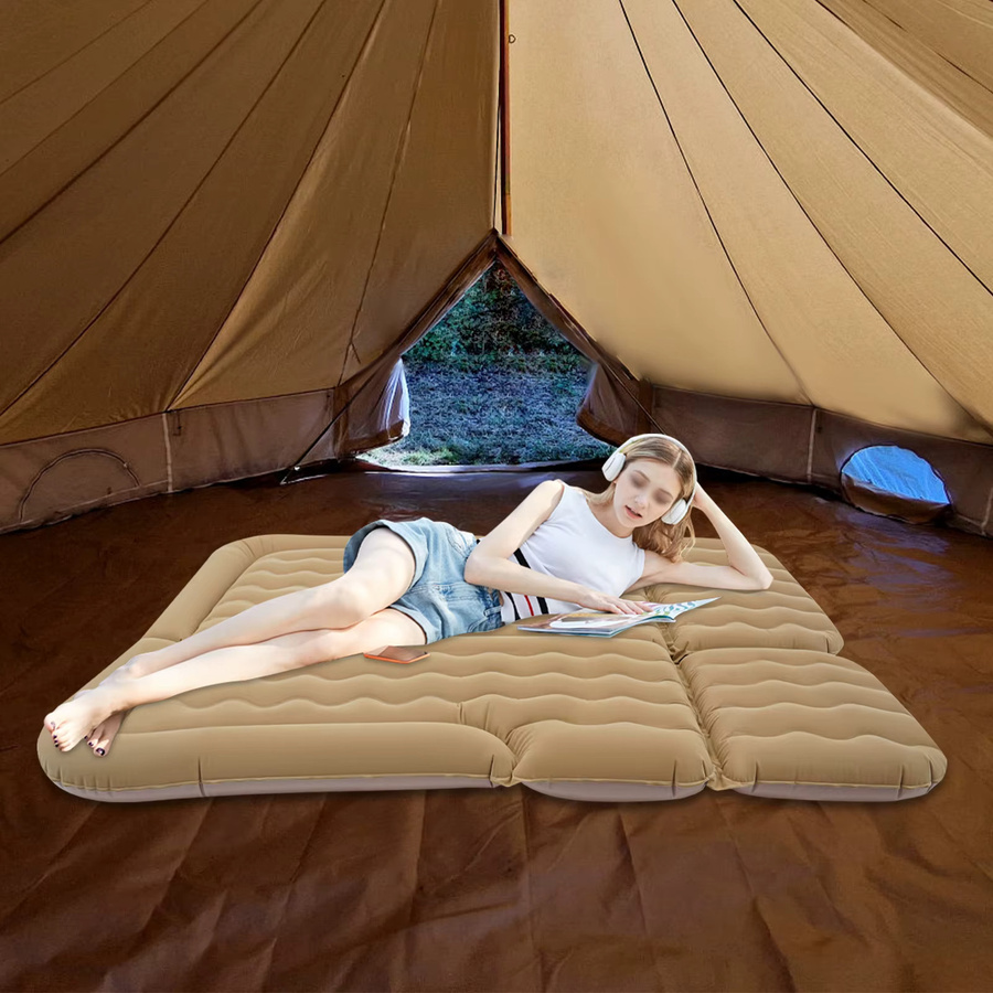 Bymaocar Aufblasbare Matratze für Auto und SUV, Luftbett aus langlebigem PVC in Beige, ideal für Camping und Reisen - Bild 5