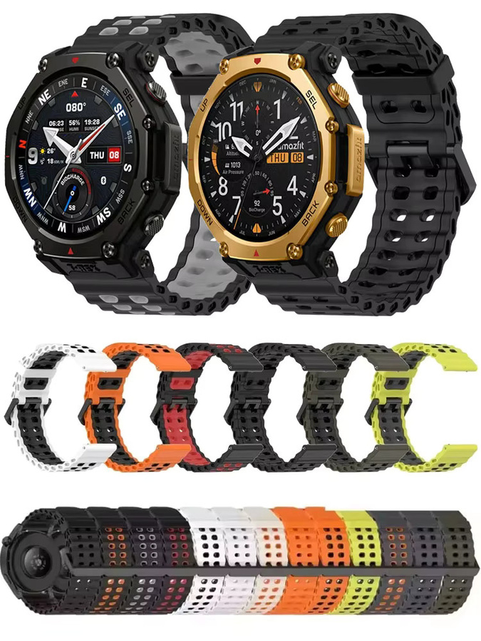 Uhrenarmband Silikon, 22mm, für Amazfit T-Rex3 Pro 48mm, Huawei Watch 5, GT6-5-4 Pro 46mm, Multicolor, Unisex - Bild 2