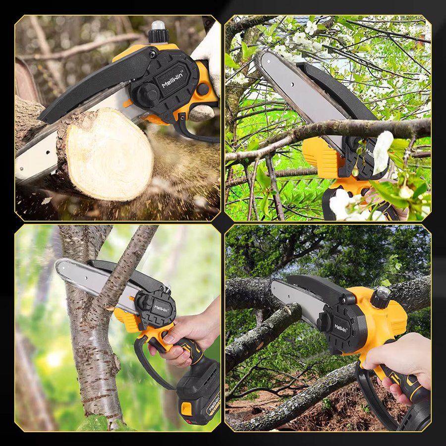 MELLWIN 6 Zoll Akku-Kettensäge Mini-Handkettensäge für Makita 18V LXT Akku, Orange - Bild 2