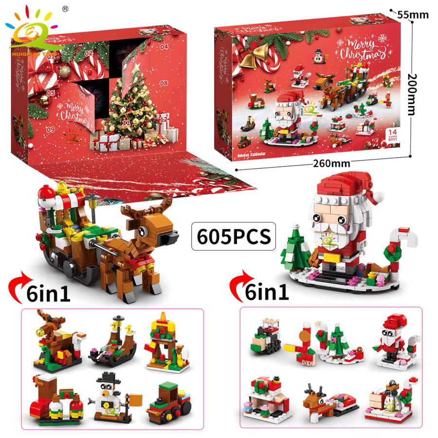 Huiqibao Weihnachten Elch Hirsch Santa Claus Bausteine Set, 6 in 1 - Bild 2