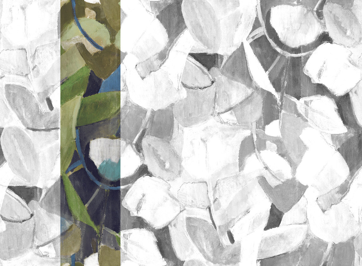 Jannelli & Volpi Mural Siwa Wandpaneel Blue Green in Floral Design - Bild 1