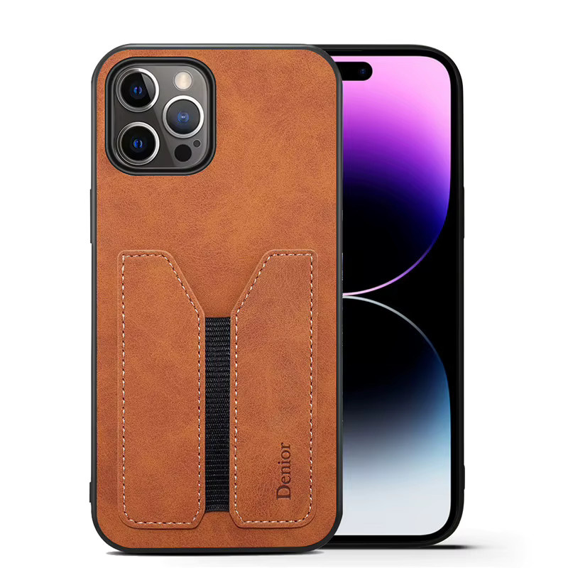 Eucagr Luxus Handyhülle aus Soft TPU Leder mit Kartenfach für iPhone 15 14 13 12 11 Pro Max Plus XS XR in Schwarz und Braun - Bild 3