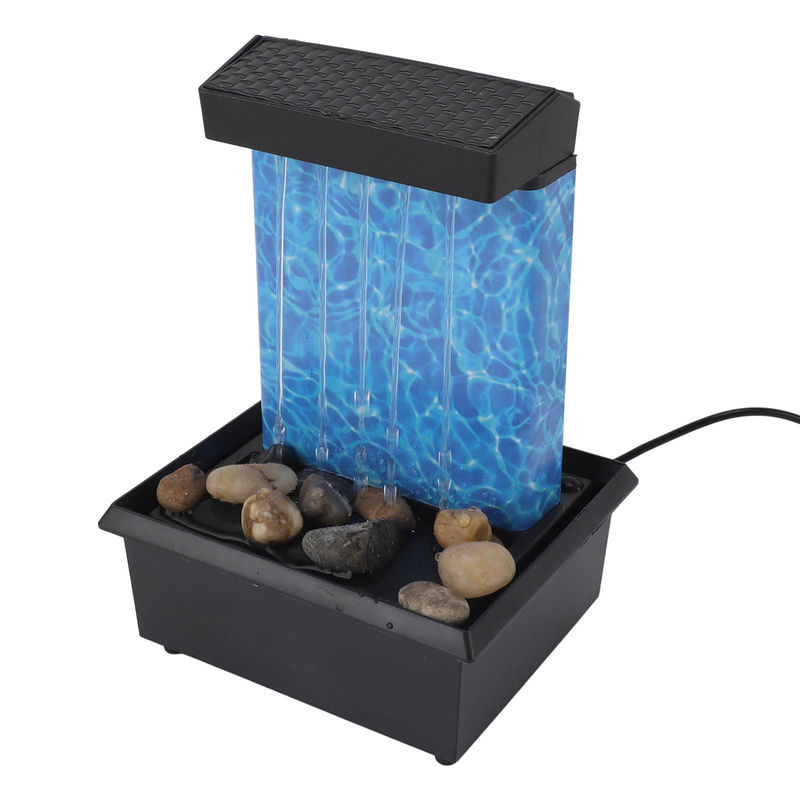 Tooarts Innenbrunnen Kaskade mit natürlichen Flusssteinen und blauer LED-Beleuchtung in modernem Design - Bild 3
