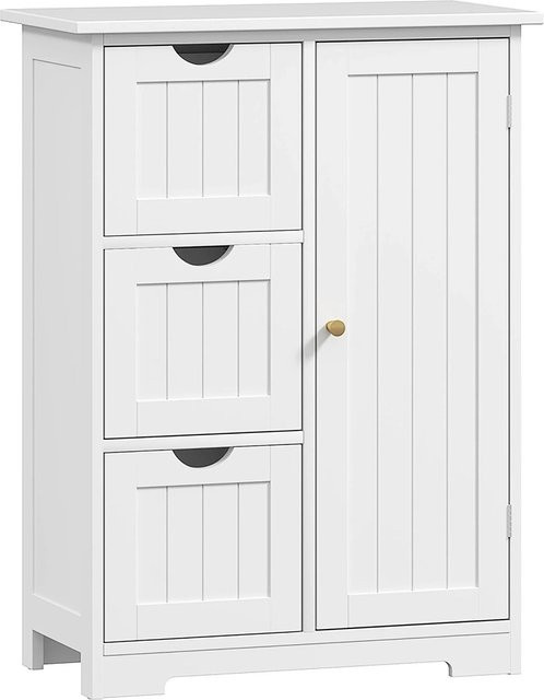 HOMCOM Badezimmerschrank aus MDF in Weiß mit Türen und Schubladen, B/T/H: 60 x 30 x 80 cm - Bild 1