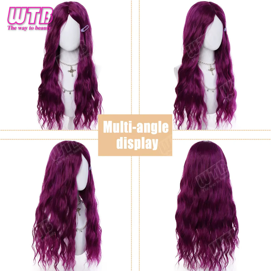 WTB Perücke, lila, gewellt, mit Pony, Damen - Bild 4