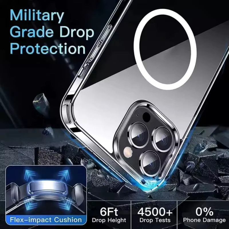 Transparente magnetische Acrylhülle für Apple iPhone 11 12 13 14 15 16 Pro Max Plus Mini mit MagSafe Unterstützung - Bild 4