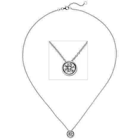 Colfem Collier Kette mit Anhänger, 585 Weißgold, Diamant Brillant, 45 cm - Bild 1