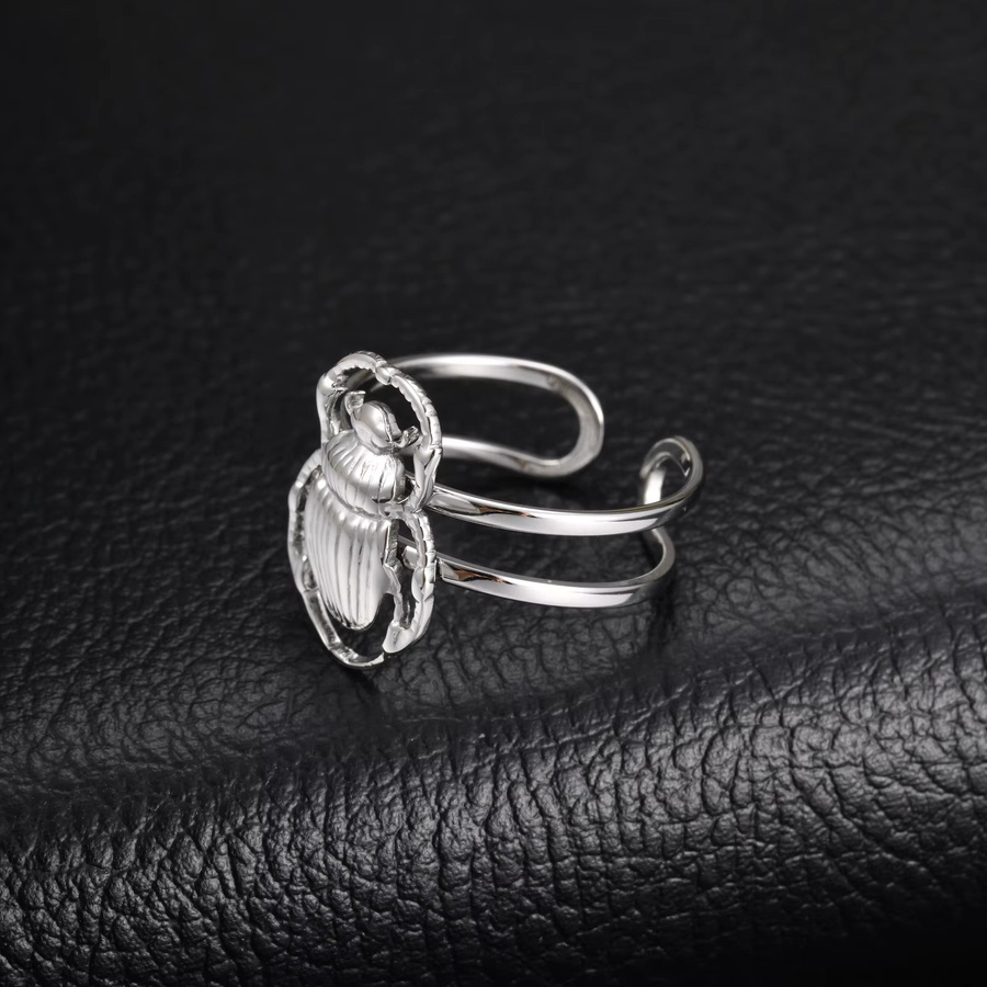 Vnox Ägyptischer Skarabäus Offener Ring, Silber, Unisex - Bild 4