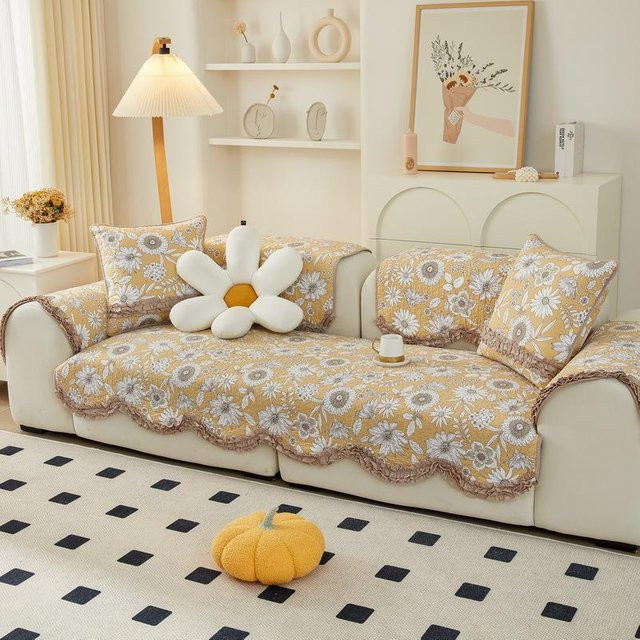 Super Six Sitzkissen im koreanischen Stil aus Baumwolle mit floralem Design, B/B/H: 70 x 70 x 70 cm - Bild 1