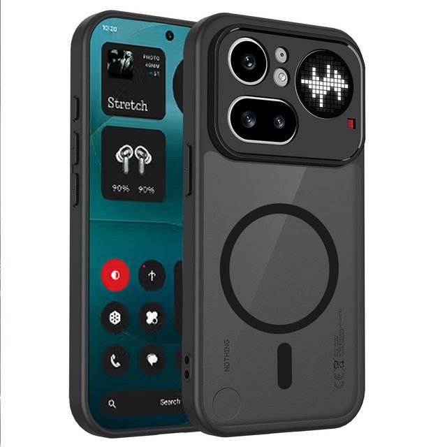 Magnetische Stoßfeste Schutzhülle für Nothing Phone 3a Pro und CMF Phone 2a Plus 5G, Matt Klar, Schwarz - Bild 1