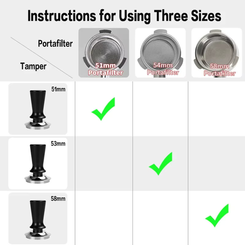 Kaffee Tamper mit konstantem Druck und Verteiler für Delonghi und Breville Siebträger, Edelstahl, Schwarz, Durchmesser: 51 mm, 53 mm oder 58 mm - Bild 4