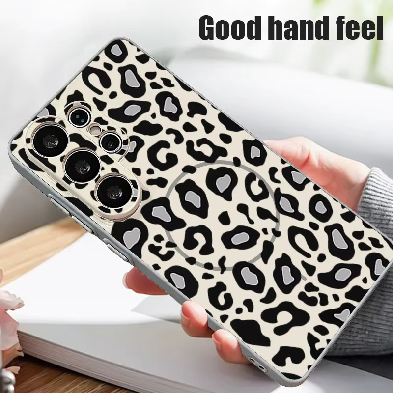 Magnetische Handyhülle für Samsung Galaxy S25 S26 Ultra S24 S23 FE A17 A57 A56 A37 A16 A55 A15 A36 A55 in Braun mit Leopardenmuster - Bild 3
