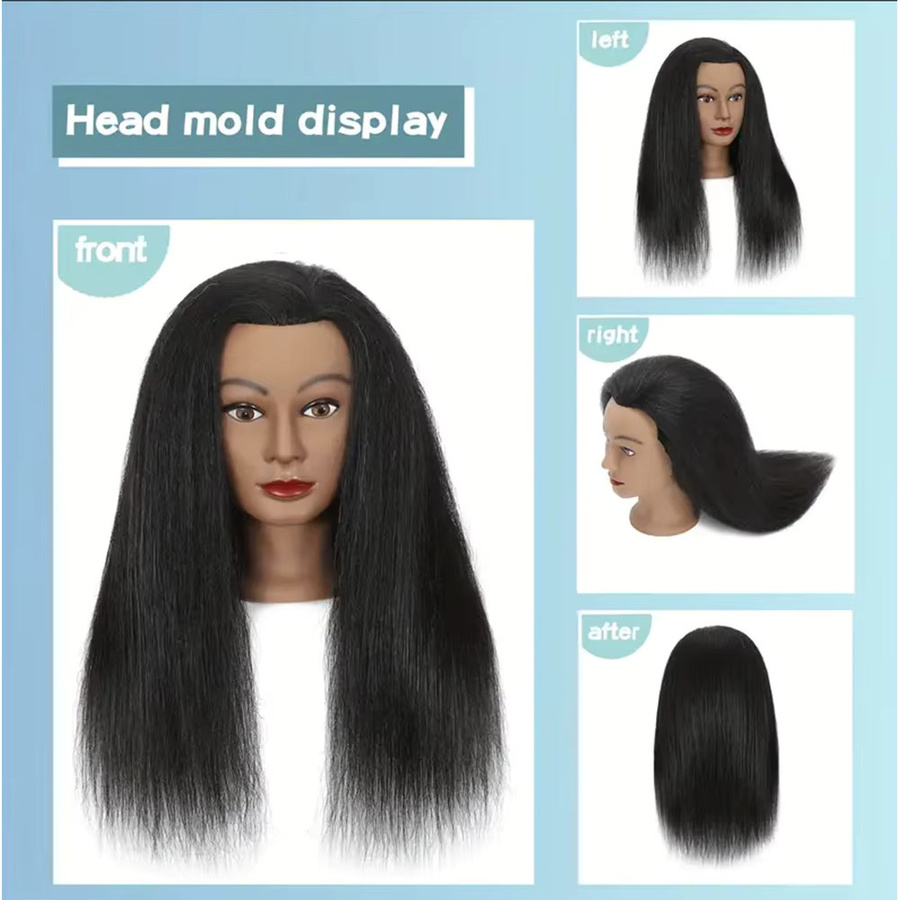 Simnient Afro-Mannequin-Kopf mit Echthaar, Übungskopf - Bild 2