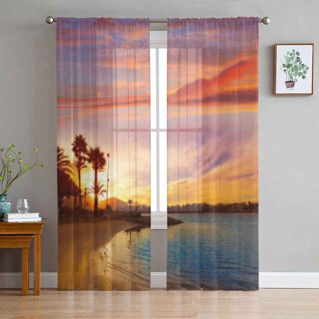 Binchi Outdoor Equipment Transparenter Tüllvorhang aus Organza und Chiffon in Braun, Breite: 135 cm, Höhe: 114 cm - Bild 1