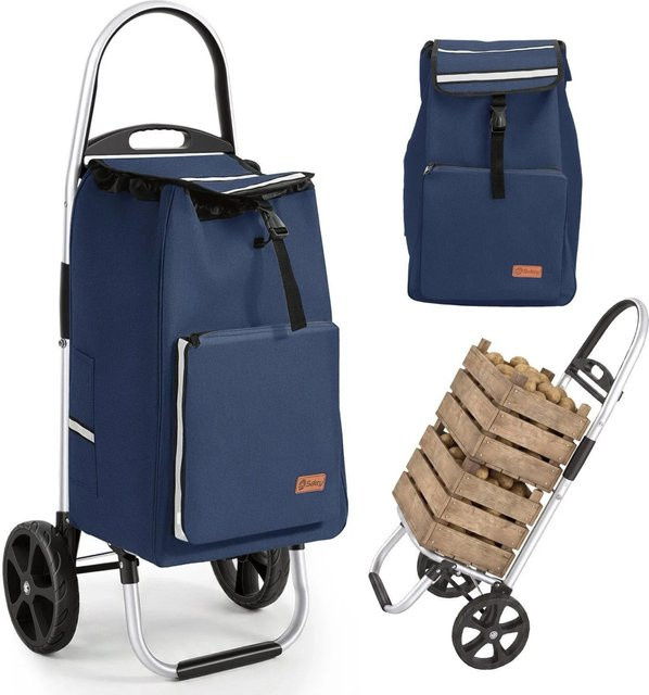 Sekey Aluminium Einkaufstrolley Handwagen faltbar, Tragkraft 25 kg, Volumen 50 l, Blau - Bild 1
