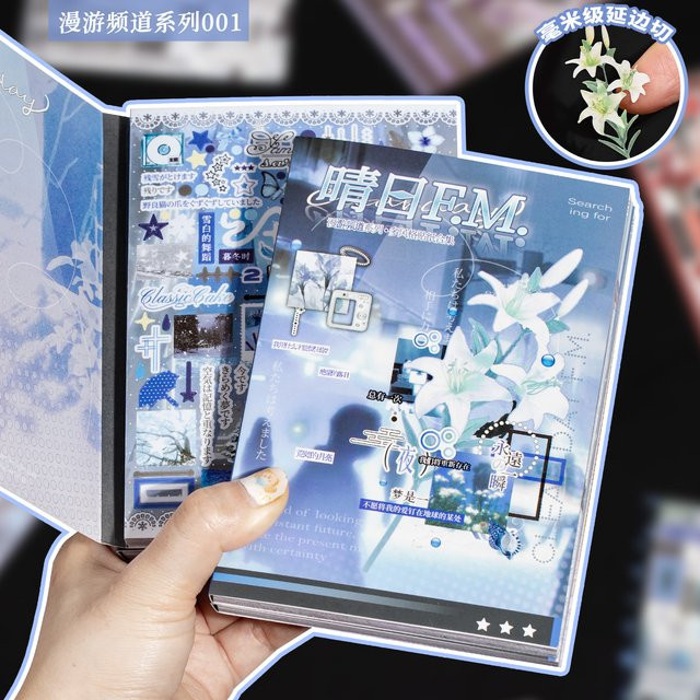 Roaming Channel Series Gestanzte Aufkleber-Buchreihe, 30 Stück Japanisches Schreibwaren-Set in Multicolour für Scrapbooking und Tagebuch - Bild 1
