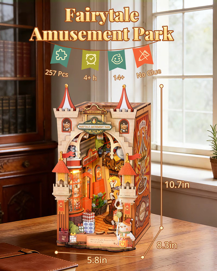 ROBOTIME Rolife Märchenhafte Vergnügungspark-Buchnische, 3D Holzpuzzle, ab 14 Jahren - Bild 3