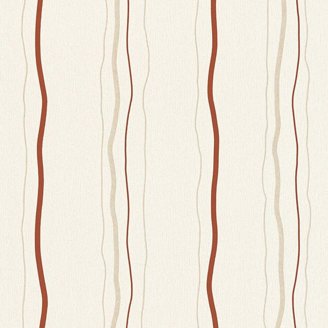 Profhome Tapete mit geschwungenen Streifen in Creme, Rot und Beige, Non-Woven, matt, Breite: 0,53 m, Länge: 10,05 m - Bild 1