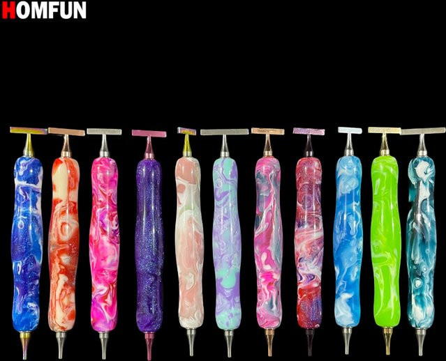 HOMFUN Diamant-Malstift als multifunktionales Stickerei-Punktbohrwerkzeug in Bunt und Gold aus Metall - Bild 1