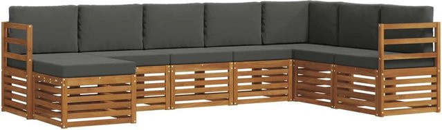 vidaXL Sofagarnitur 8-teilig aus Massivholz Akazie in Natur und Anthrazit mit L-Form und Latten-Design - Bild 1