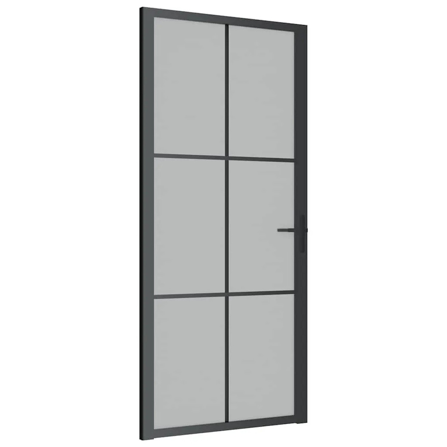 vidaXL Innentür modern in Schwarz mit Mattglas und Aluminium, B/H: 93 x 201,5 cm - Bild 2