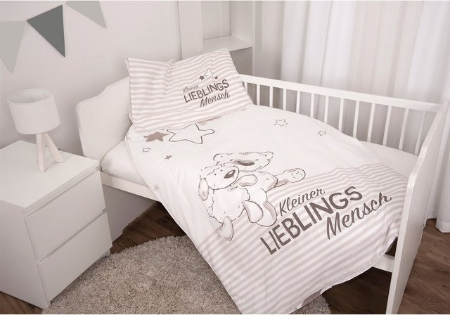 Herding Lieblingsmensch Baby Wende-Bettwäsche aus Renforcé Baumwolle mit Tier-Motiven, B/H: 100 x 135 cm und B/H: 40 x 60 cm - Bild 1