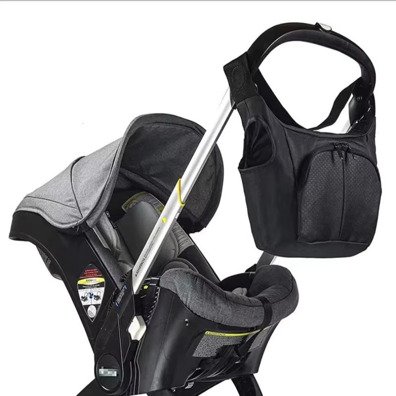 Wasserdichte Mama-Aufbewahrungstasche für Doona Kinderwagenzubehör in Schwarz mit Stroller-Clip - Bild 4